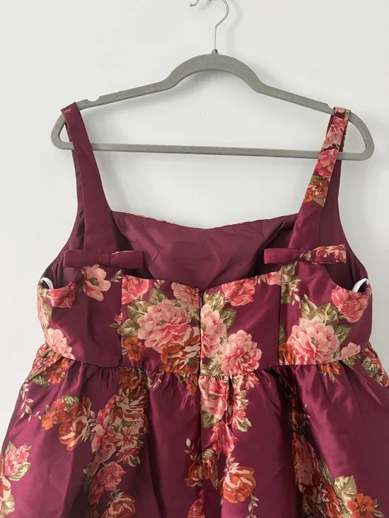 Lulu’s Unbelievably Lovely Red Floral Babydoll Empire Waist Mini Dress NWT XL - Picture 8 of 13